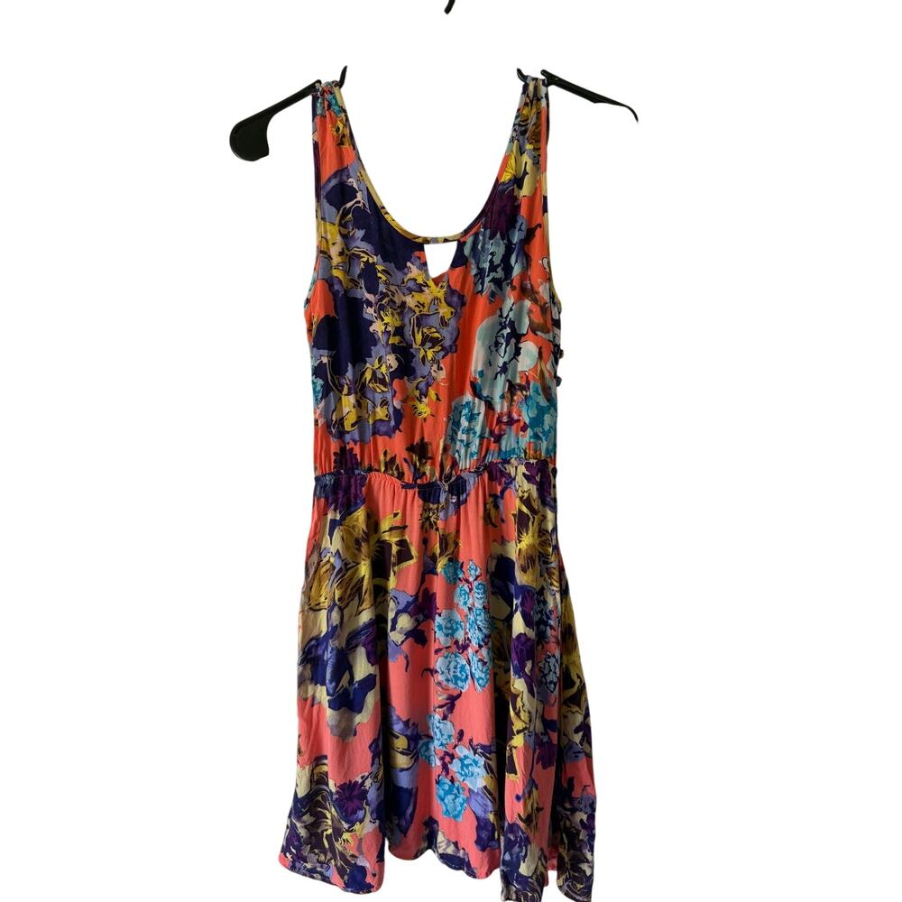 Kirra Colorful Scoop Neck Sleeveless Open Back Floral Print Boho Sundress Sz S